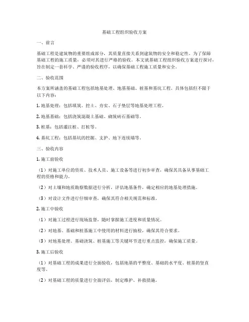 基础工程组织验收方案