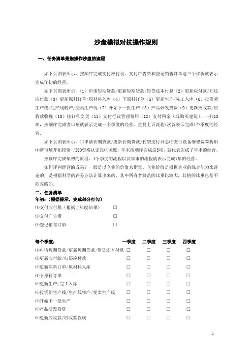 沙盘模拟对抗操作规则