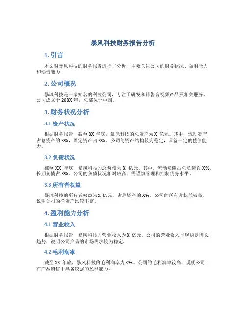 暴风科技财务报告分析