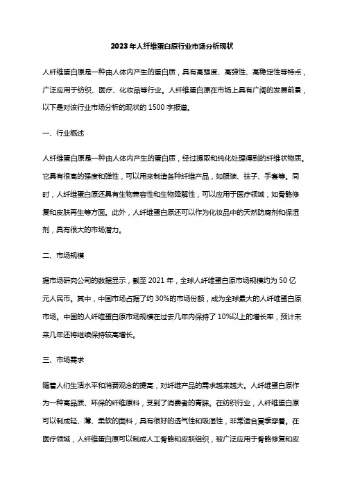 2023年人纤维蛋白原行业市场分析现状