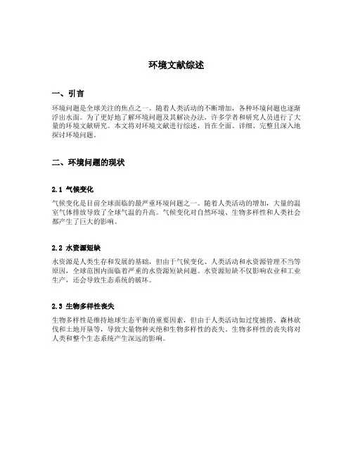 环境文献综述