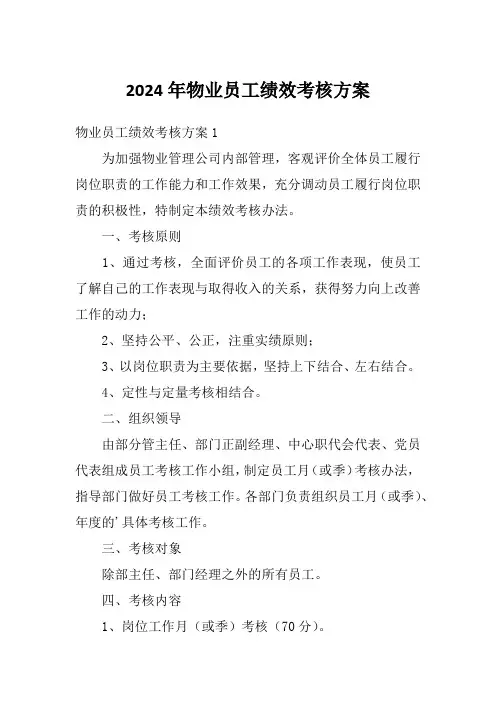 2024年物业员工绩效考核方案