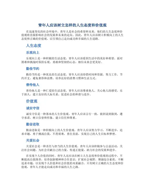 青年人应该树立怎样的人生态度和价值观