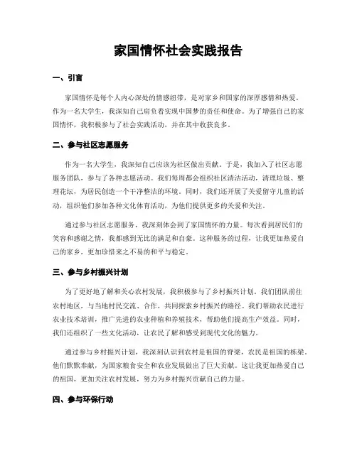 家国情怀社会实践报告