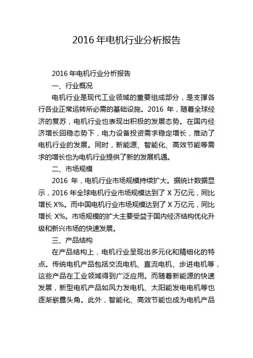 2016年电机行业分析报告