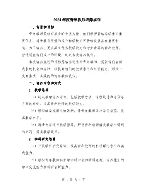 2024年度青年教师培养规划