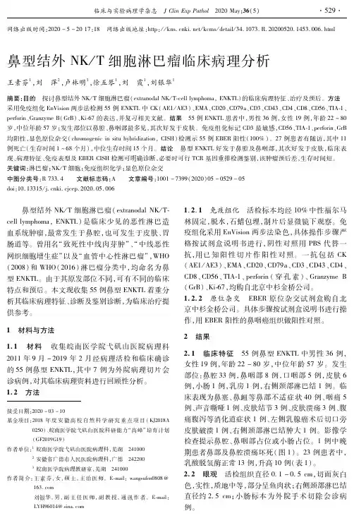 鼻型结外NKT细胞淋巴瘤临床病理分析