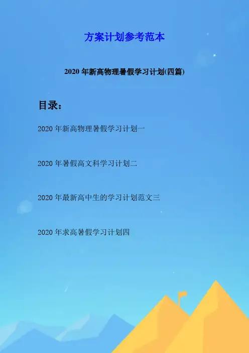 2020年新高物理暑假学习计划(四篇)