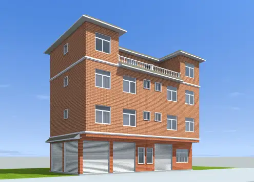 16x8米_三层半农村自建门面楼房临街商铺建筑平面图方案图纸户型图