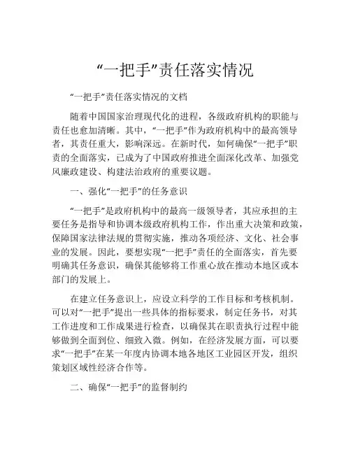 “一把手”责任落实情况