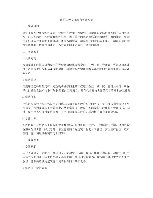 建筑工程专业跟岗实践方案