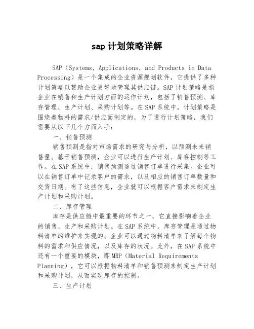 sap计划策略详解