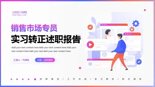 销售市场专员岗位实习转正述职PPT模板