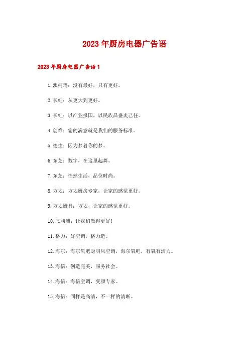 2023年厨房电器广告语