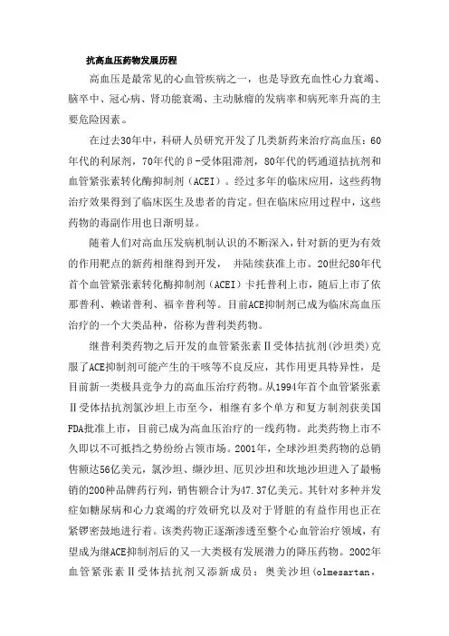 抗高血压药物发展历程