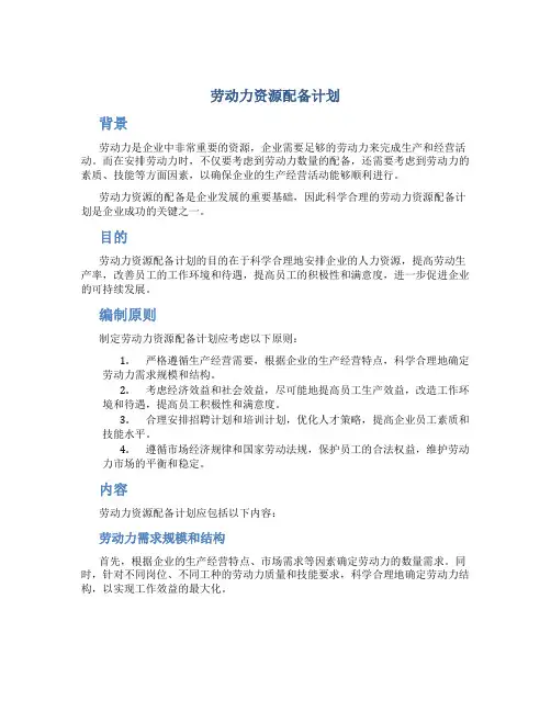 劳动力资源配备计划