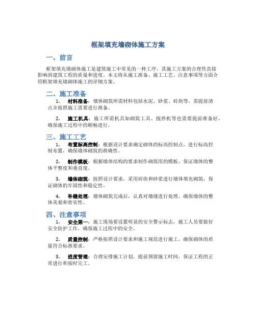 框架填充墙砌体施工方案w