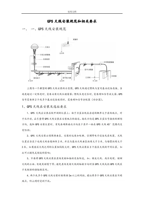 GPS天线安装要求规范和相关要求