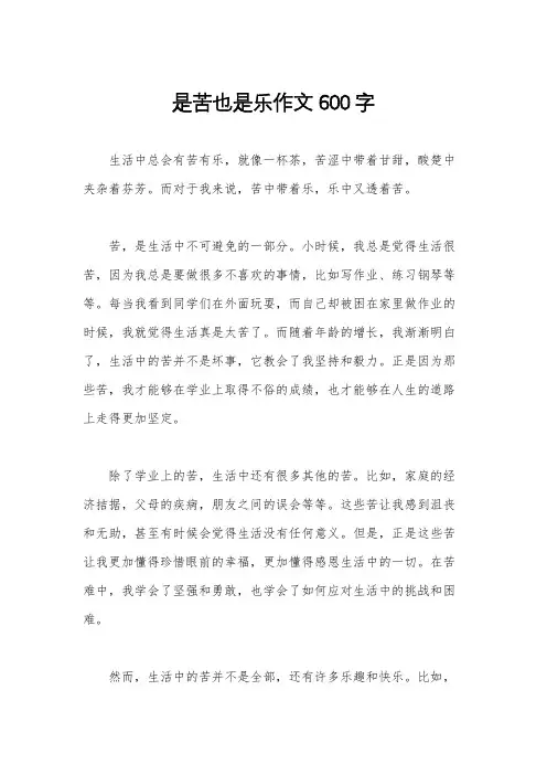 是苦也是乐作文600字