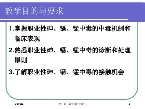砷、镉、锰中毒医学课件培训课件
