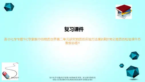 高中化学专题1化学家眼中的物质世界第二单元研究物质的实验方法第2课时常见物质的检验课件苏教版必修1