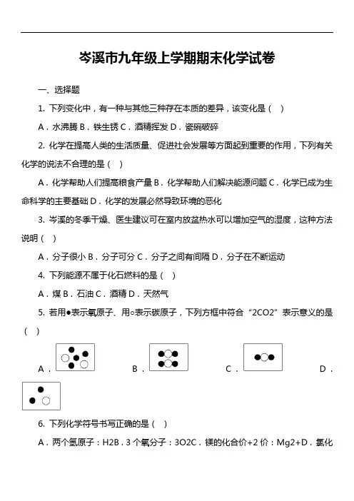 岑溪市九年级上学期期末化学试卷