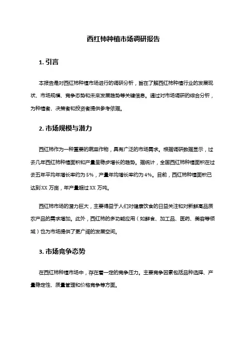 2024年西红柿种植市场调研报告