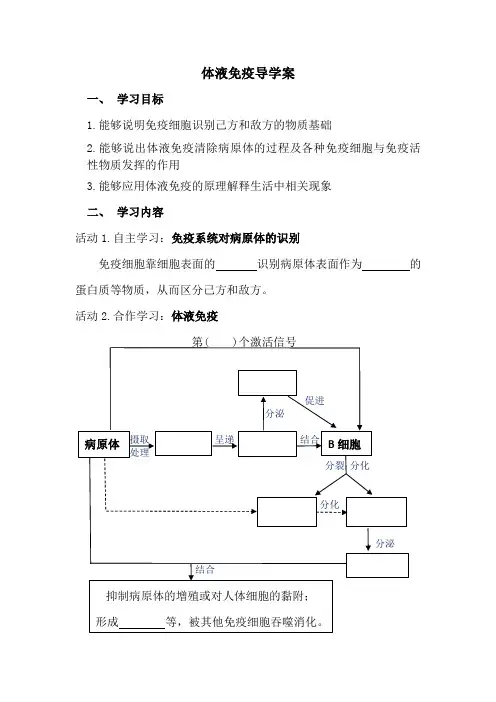 4.2 特异性免疫导学案-2023-2024学年高二上学期生物人教版选择性必修一