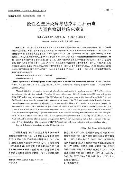慢性乙型肝炎病毒感染者乙肝病毒大蛋白检测的临床意义