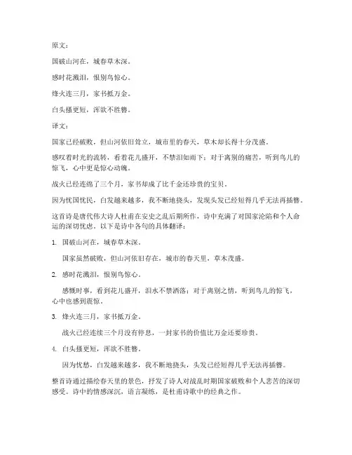 杜甫诗文言文翻译