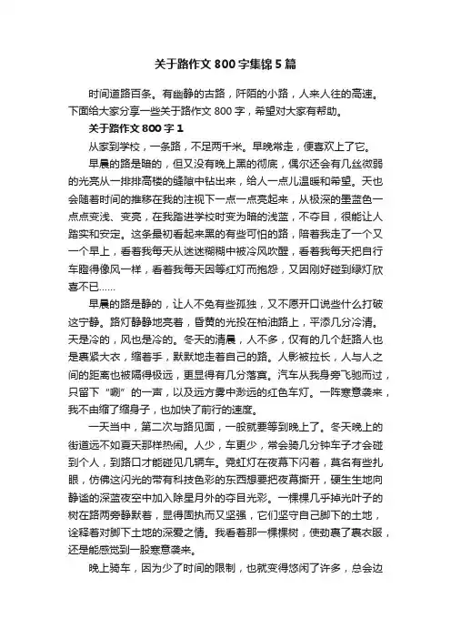 关于路作文800字集锦5篇