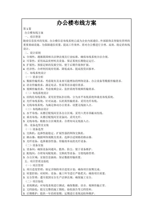 办公楼布线方案