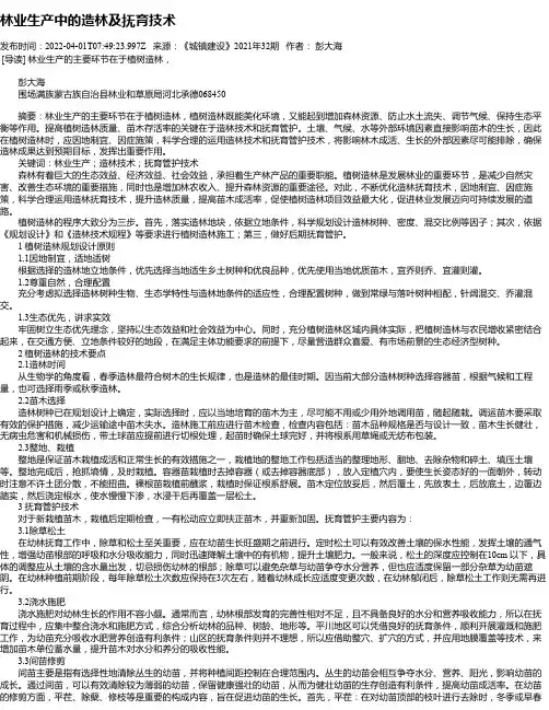 林业生产中的造林及抚育技术