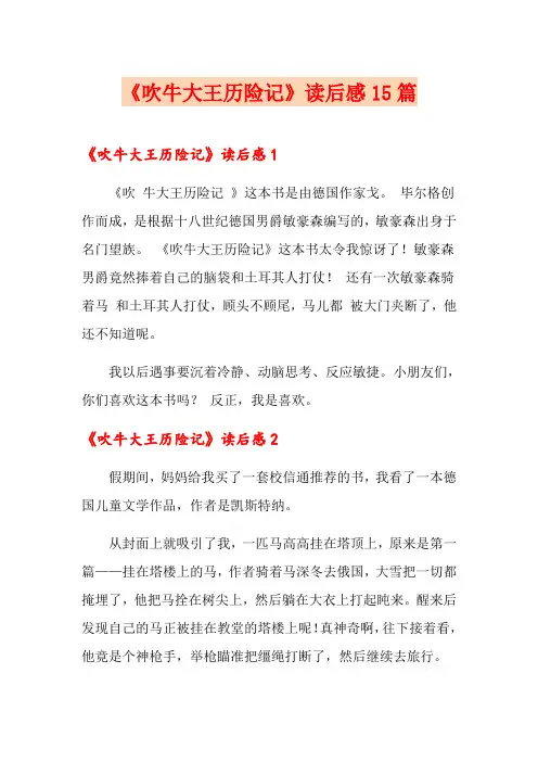 《吹牛大王历险记》读后感15篇