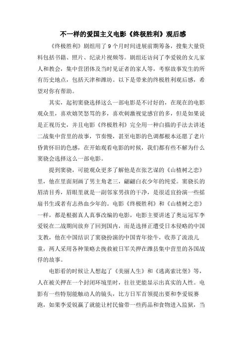 不一样的爱国主义电影《终极胜利》观后感