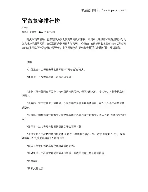 军备竞赛排行榜
