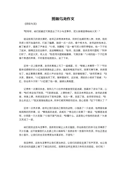 班级乌龙作文
