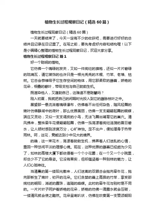 植物生长过程观察日记（精选60篇）