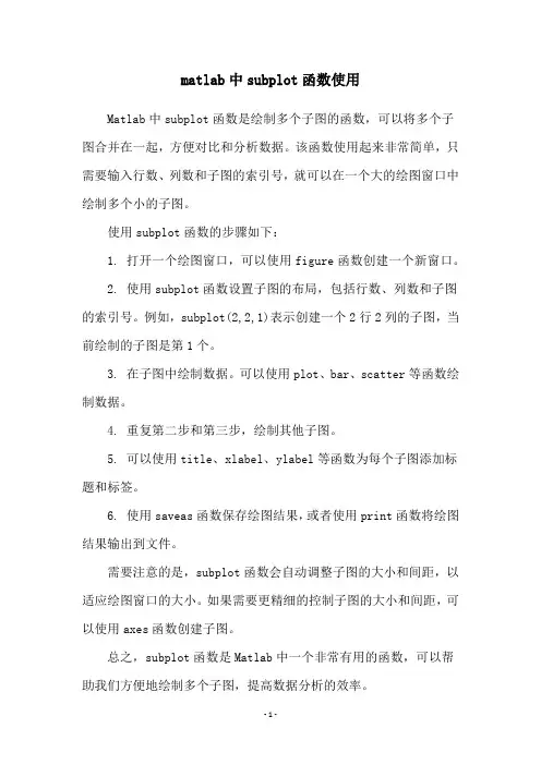 matlab中subplot函数使用