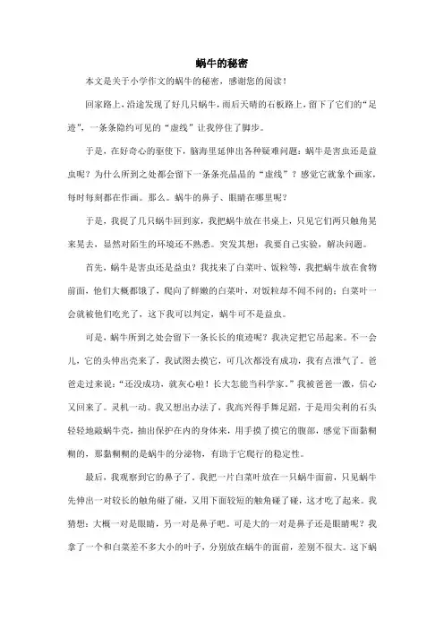 蜗牛的秘密_小学作文