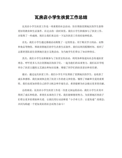 瓦房店小学生扶贫工作总结