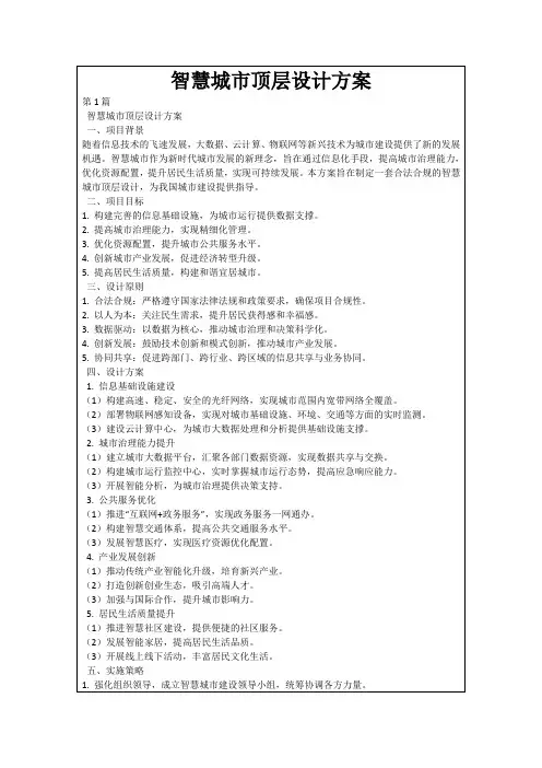 智慧城市顶层设计方案