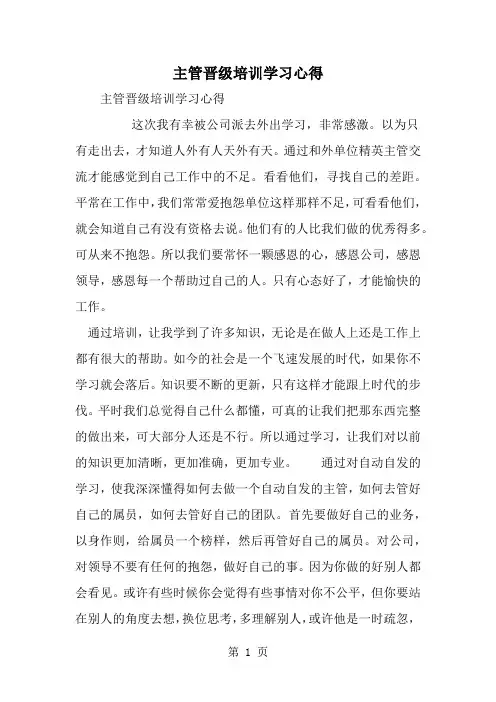 主管晋级培训学习心得2页word