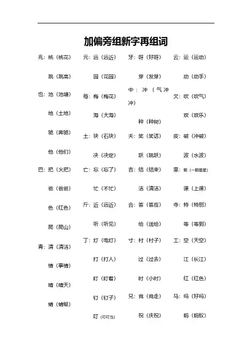 一年级下册语文复习资料--加偏旁组新字再组词、多音字