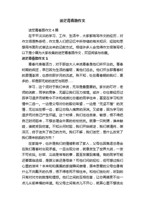 迷茫青春路作文4篇
