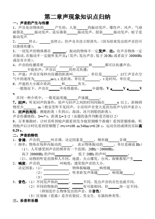八年级物理第二章声现象知识点最新归纳
