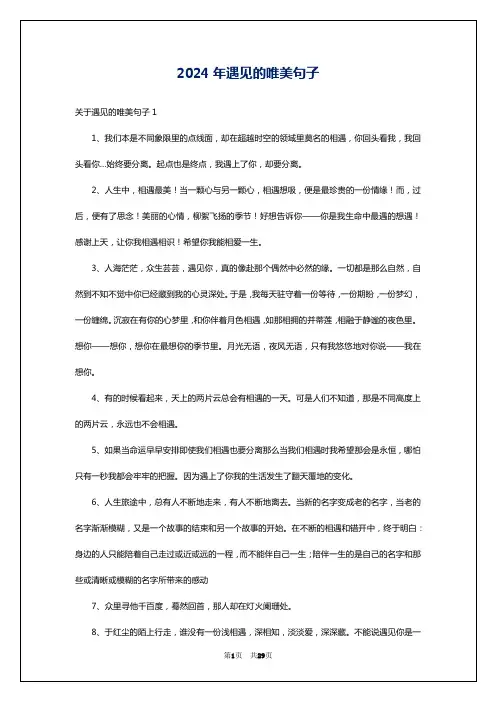 2024年遇见的唯美句子