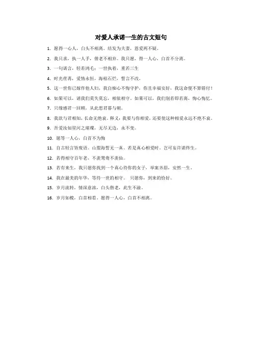 对爱人承诺一生的古文