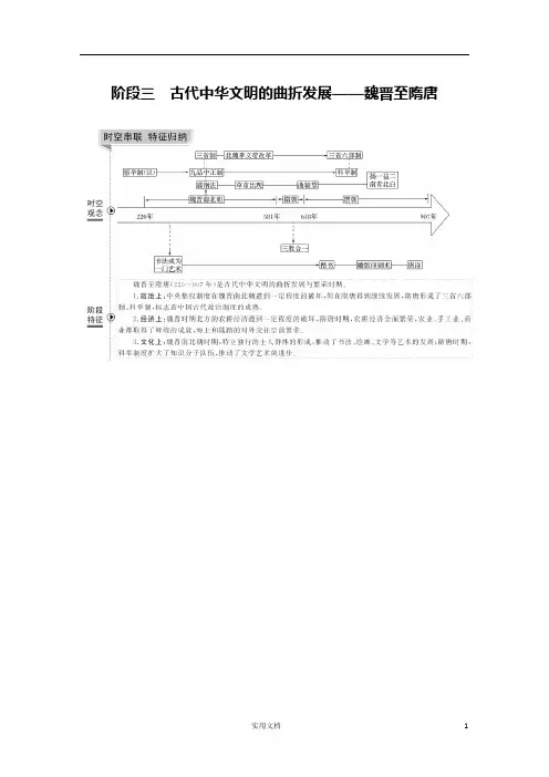 2020版  历史 高考冲刺总复习--古代中华文明的曲折发展——魏晋至隋唐--阶段三 课时1(山东专用)