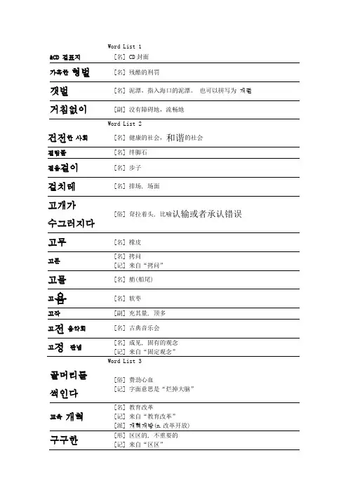 韩语TOPIK高级全部单词精华版